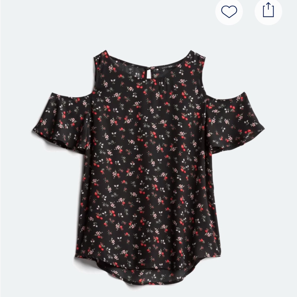 Floral Cold Shoulder Top - Black